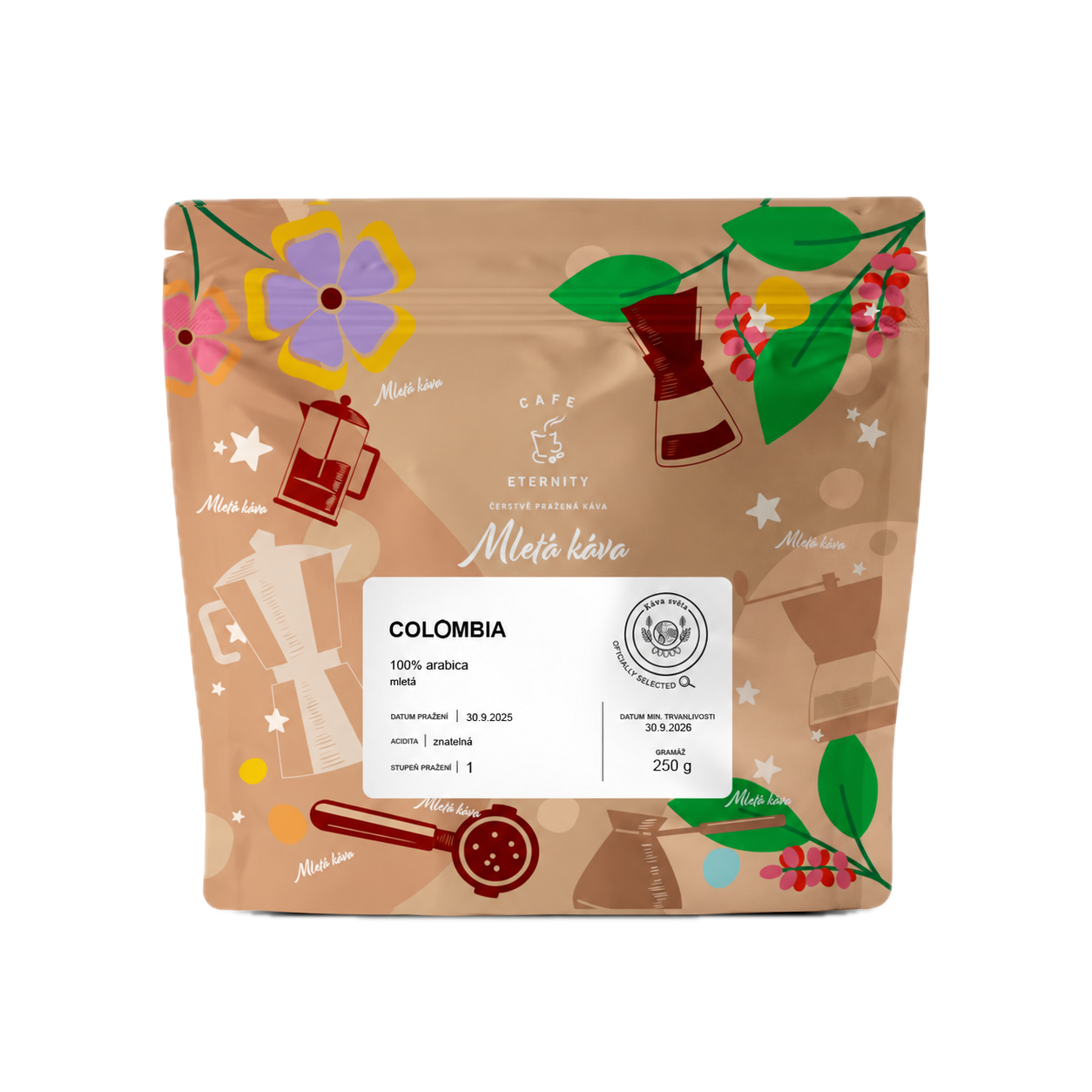 Colombia – nový sáček mleté kávy 250 g