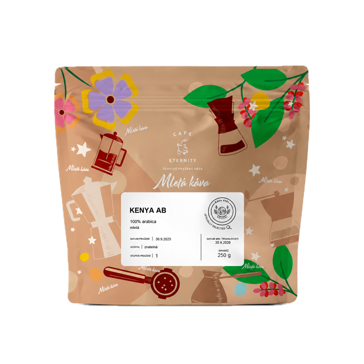 Kenya AB – nový sáček mleté kávy 250 g